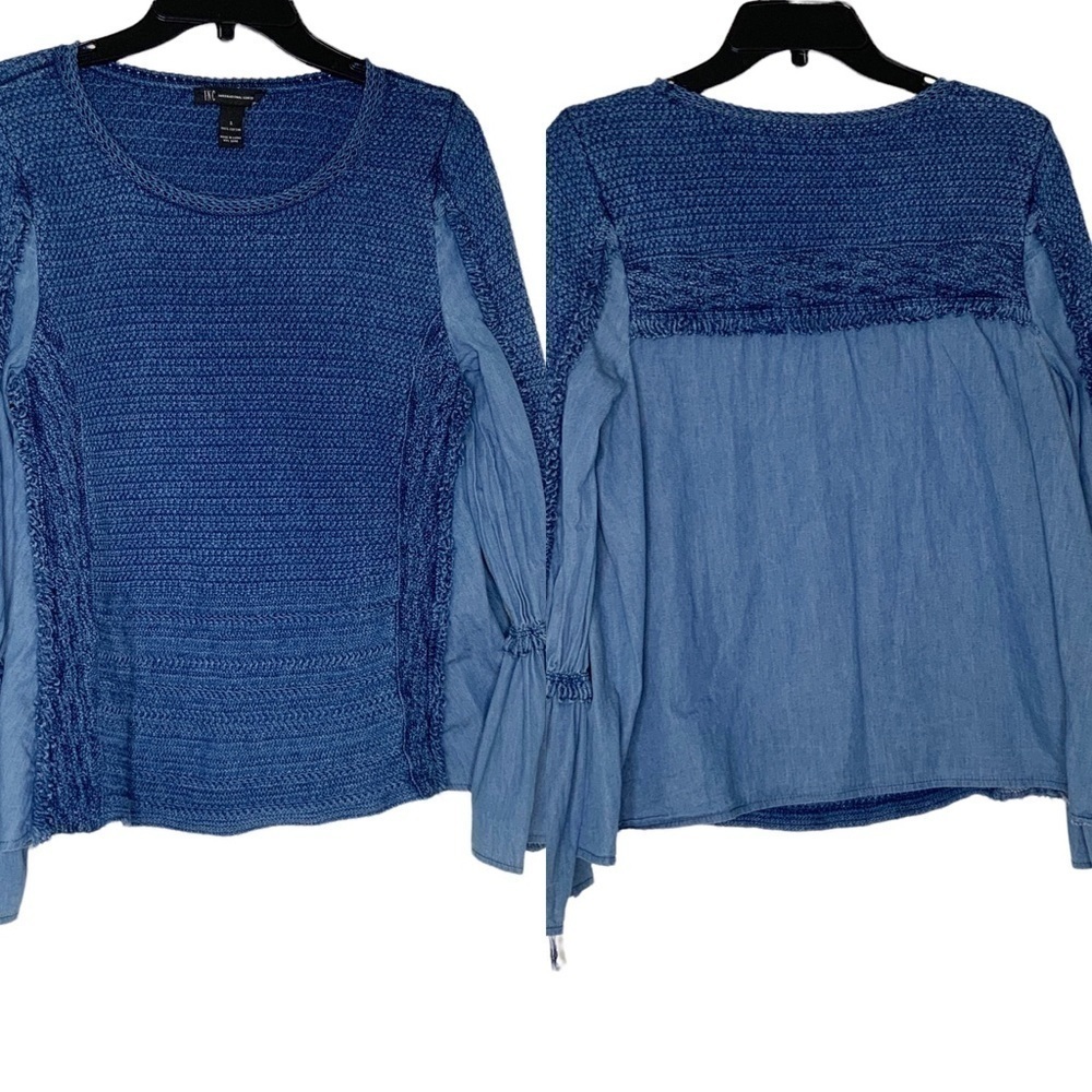 inc- blue top. 100% cotton. Stitched front with plain denim back. Adorable